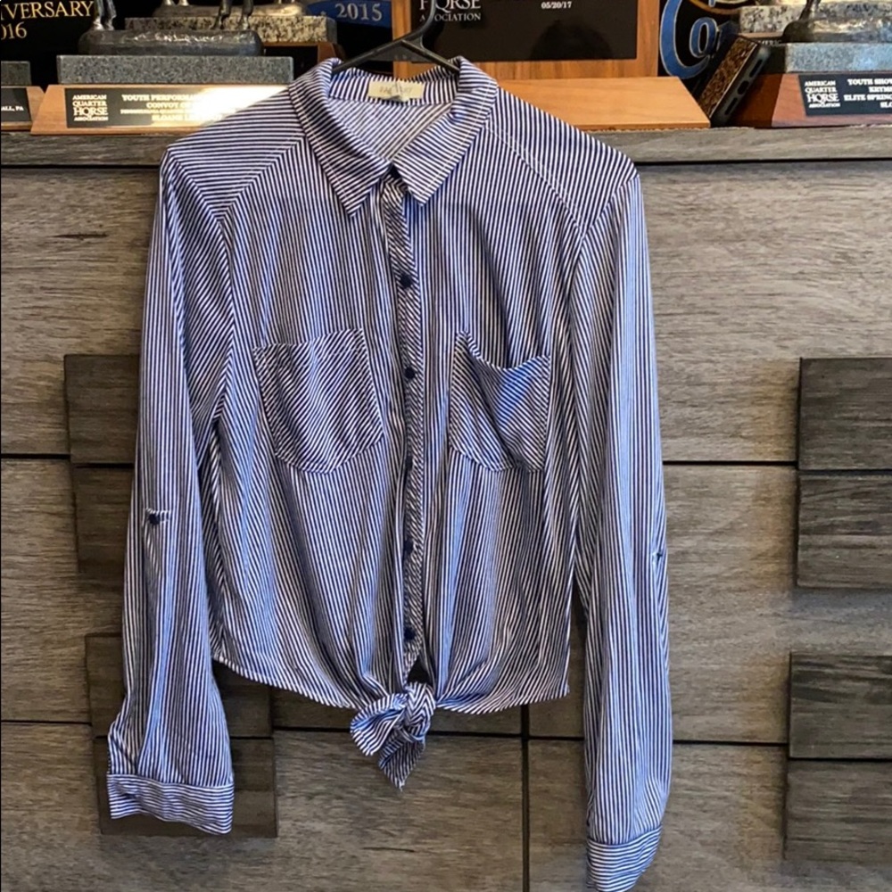 Button-down Striped Blouse